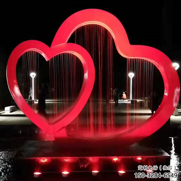 水景双心雕塑 彩绘剪纸雕塑 现代心心相印雕塑 水景双心雕塑 彩绘剪纸雕塑 现代心心相印雕塑