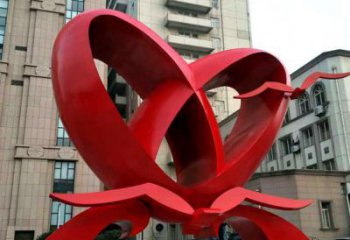 步行街双心雕塑 游乐场桃心雕塑 铸造心心相印雕塑
