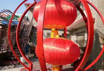 城市灯笼雕塑厂家，烤漆工艺雕塑，公园广场摆件