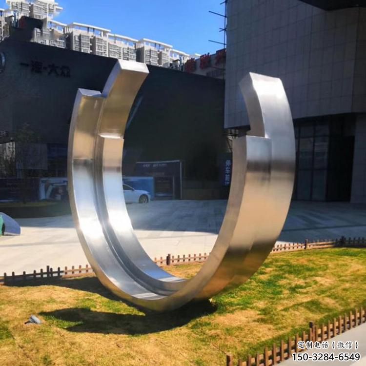 房地产月牙雕塑 现代雕塑 几何月亮牙雕塑