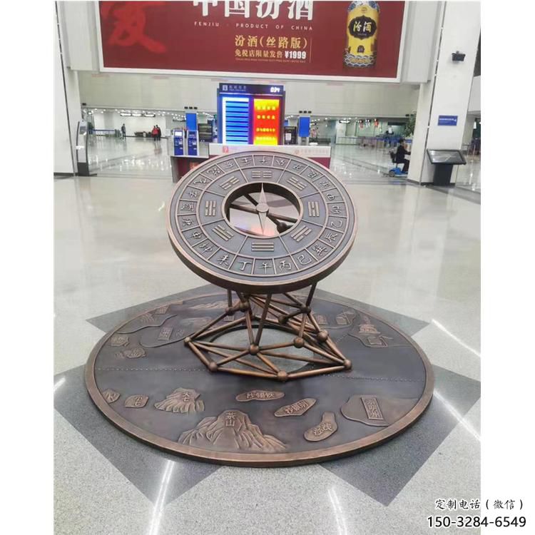 商业街日晷雕塑 烤漆雕塑 彩绘计时雕塑
