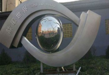街道眼睛雕塑 现代雕塑 彩绘眼球雕塑