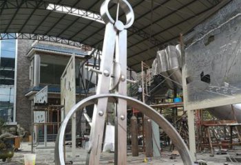 草地圆规雕塑 现代校园标识雕塑 大型景观雕塑