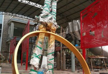 街道圆规雕塑 现代景观雕塑 彩绘标识雕塑