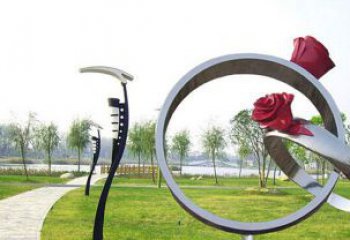 房地产指环雕塑 剪影标识雕塑 锻造戒指环雕塑
