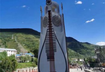 广场琵琶雕塑 抽象乐器雕塑 烤漆音乐雕塑
