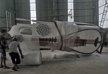 烤漆琵琶雕塑 钢管乐器雕塑 室内音乐雕塑
