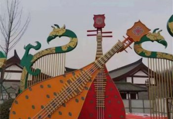 琵琶雕塑 景观乐器雕塑 喷漆音乐雕塑