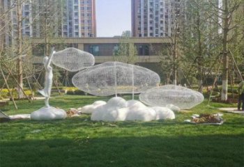 大型云梯雕塑 锻造发光梯子雕塑 房地产云朵雕塑