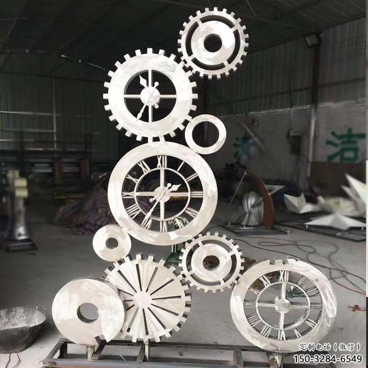几何齿轮雕塑 发光公园机械雕塑 大门口工业雕塑