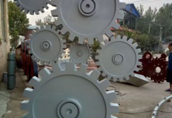 大型齿轮雕塑 锻造发光工业雕塑 房地产机械雕塑