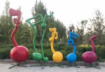 几何乐谱雕塑 发光公园音乐雕塑 大门口符号雕塑