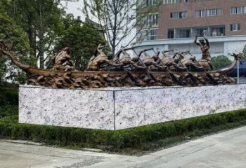 现代龙舟雕塑 大型别墅区划桨雕塑 彩绘竞赛雕塑