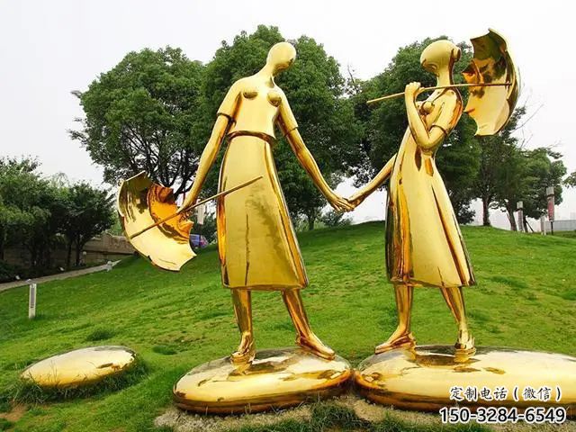 街道雨伞雕塑 现代撑伞雕塑 彩绘民俗雕塑 街道雨伞雕塑 现代撑伞雕塑 彩绘民俗雕塑