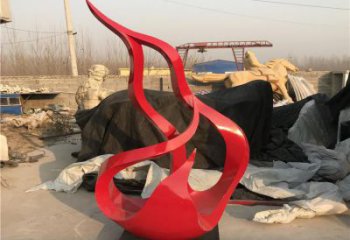 广场火把雕塑 抽象星火相传主题 烤漆篝火雕塑