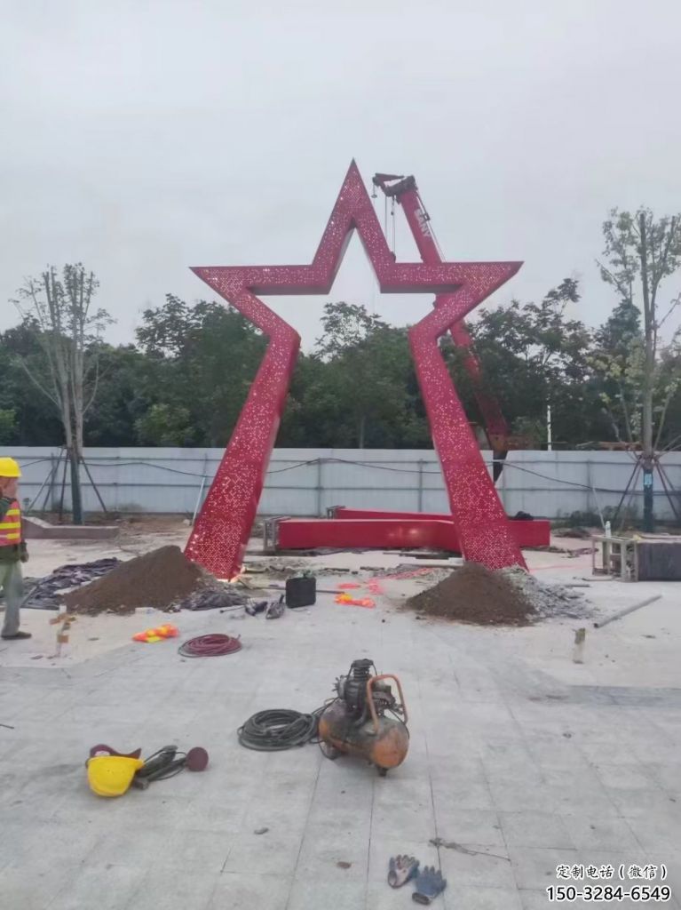 烤漆五角星雕塑 钢管党建雕塑 室内红色文化 烤漆五角星雕塑 钢管党建雕塑 室内红色文化