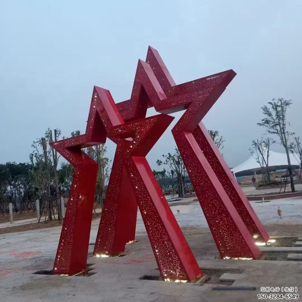 中式五角星雕塑 哑光党建雕塑 游乐场红色文化 中式五角星雕塑 哑光党建雕塑 游乐场红色文化