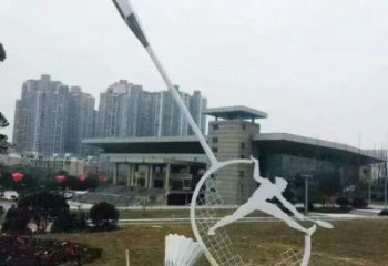 户外球拍雕塑 喷漆网球拍雕塑 抽象体育雕塑