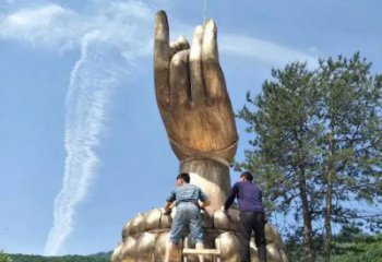 广场佛手雕塑 抽象观音手雕塑 烤漆雕塑