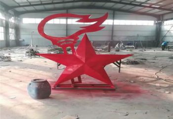 广场五角星雕塑 抽象党建雕塑 烤漆红色文化