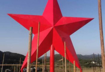 拉丝五角星雕塑 镂空创意红色文化 别墅区红色文化