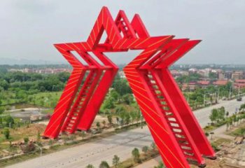 镂空五角星雕塑 喷水园林党建雕塑 住宅小区红色文化