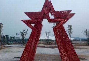 欧式五角星雕塑 抽象希望党建雕塑 景观红色文化