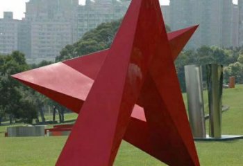 喷漆五角星雕塑 中式村口党建雕塑 草地红色文化