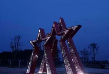 现代五角星雕塑 大型别墅区党建雕塑 彩绘红色文化