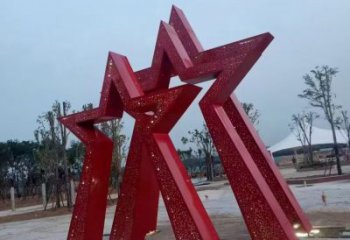 中式五角星雕塑 哑光党建雕塑 游乐场红色文化