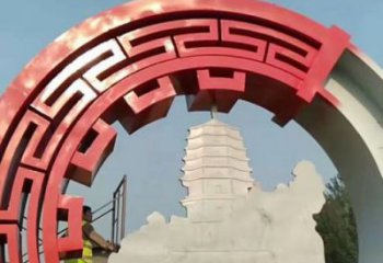 剪纸花环雕塑 切面灯光雕塑 政府环形雕塑