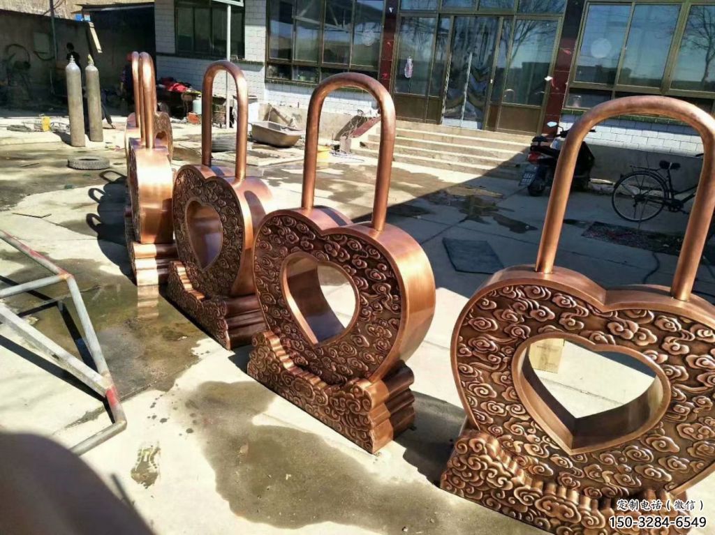 别墅区锁子雕塑 大型别墅区雕塑 剪影同心锁雕塑 别墅区锁子雕塑 大型别墅区雕塑 剪影同心锁雕塑