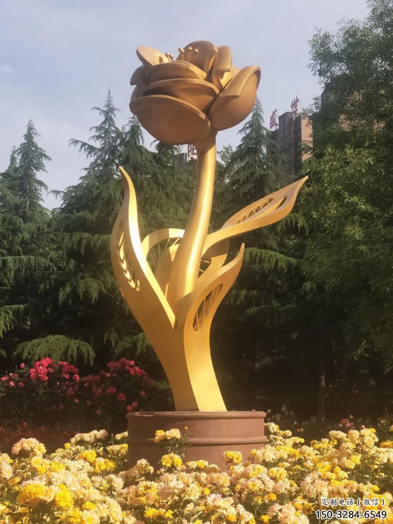 中式月季花雕塑 哑光花卉雕塑 游乐场花朵雕塑 中式月季花雕塑 哑光花卉雕塑 游乐场花朵雕塑