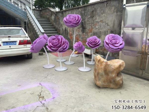 彩绘月季花雕塑 景观花朵雕塑 街头花卉雕塑 彩绘月季花雕塑 景观花朵雕塑 街头花卉雕塑