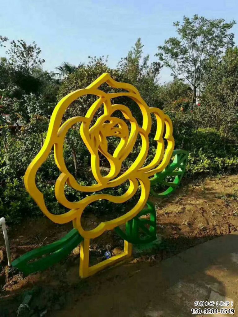 房地产月季花雕塑 剪影花卉雕塑 锻造花朵雕塑