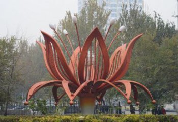 彩绘莲花雕塑 景观花卉雕塑 街头水莲花雕塑