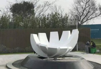 中式莲花雕塑 哑光水莲花雕塑 游乐场花卉雕塑