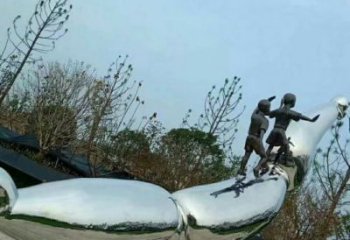 户外莲藕雕塑 抛光莲科雕塑 镜面雕塑