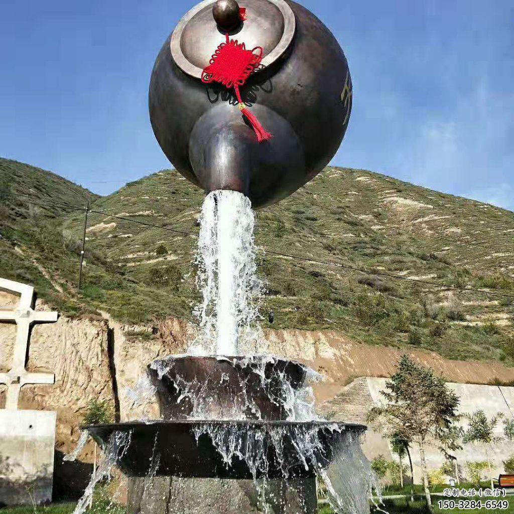 户外天壶雕塑 喷漆悬空雕塑 灯光流水雕塑 户外天壶雕塑 喷漆悬空雕塑 灯光流水雕塑