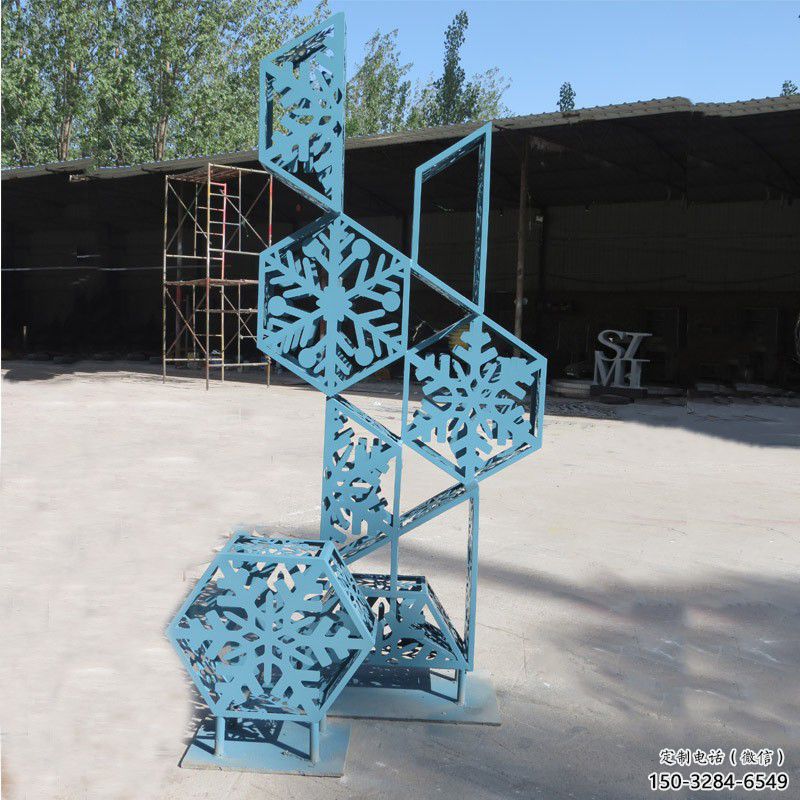 商业街雪花雕塑 烤漆雕塑 彩绘窗花雕塑 商业街雪花雕塑 烤漆雕塑 彩绘窗花雕塑