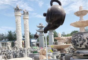 彩绘天壶雕塑 景观流水雕塑 街头悬空雕塑