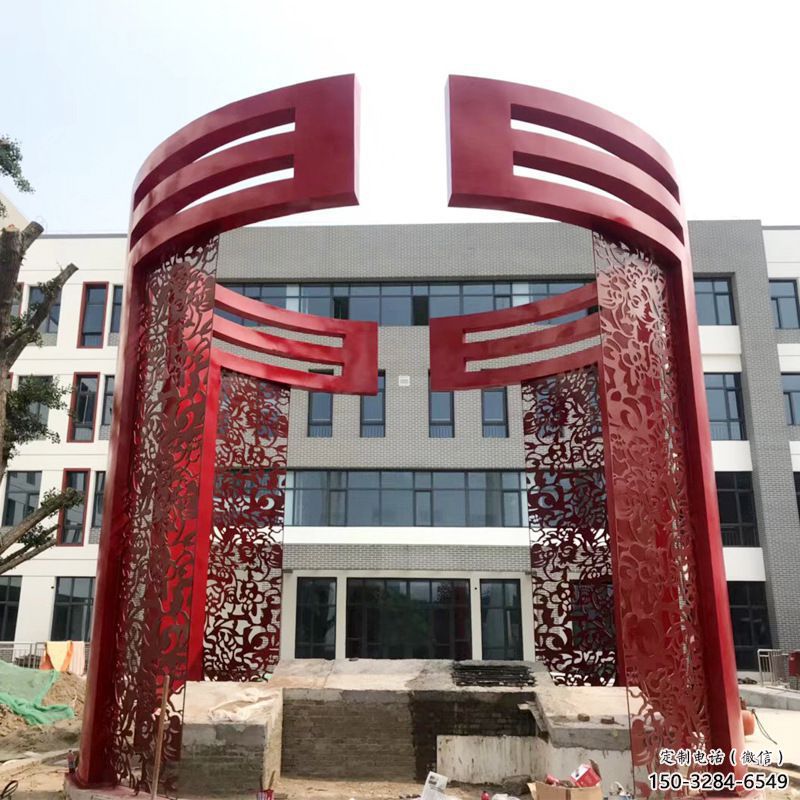 大型拱门雕塑，不锈钢烤漆拱门雕塑