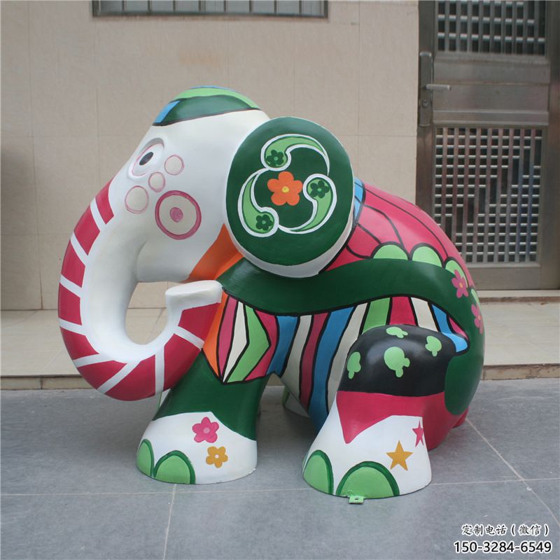 景观大象雕塑供应，花园小品，酒店彩绘大象雕塑展品