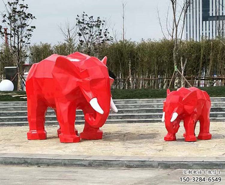 几何大象雕塑精选，露天雕塑，切面大象雕塑订做