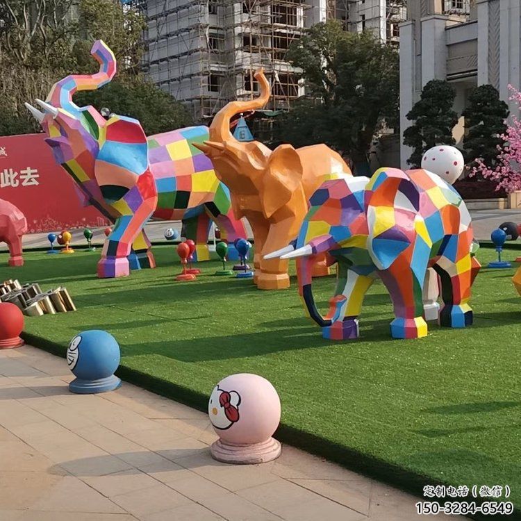公共大象雕塑订做，城市装饰，景观卡通大象雕塑展品