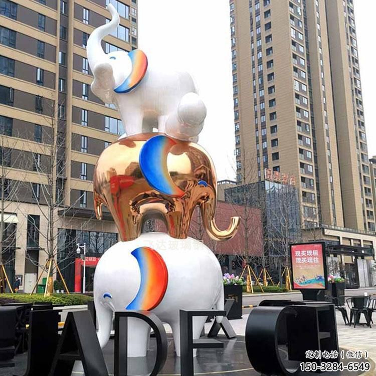 金属大象雕塑承接，陆地摆件，广场卡通大象雕塑制造商