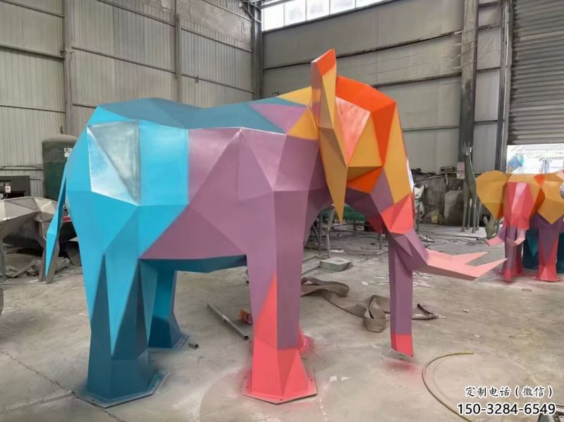园林大象雕塑标准，彩钢制作，景观烤漆大象雕塑优价