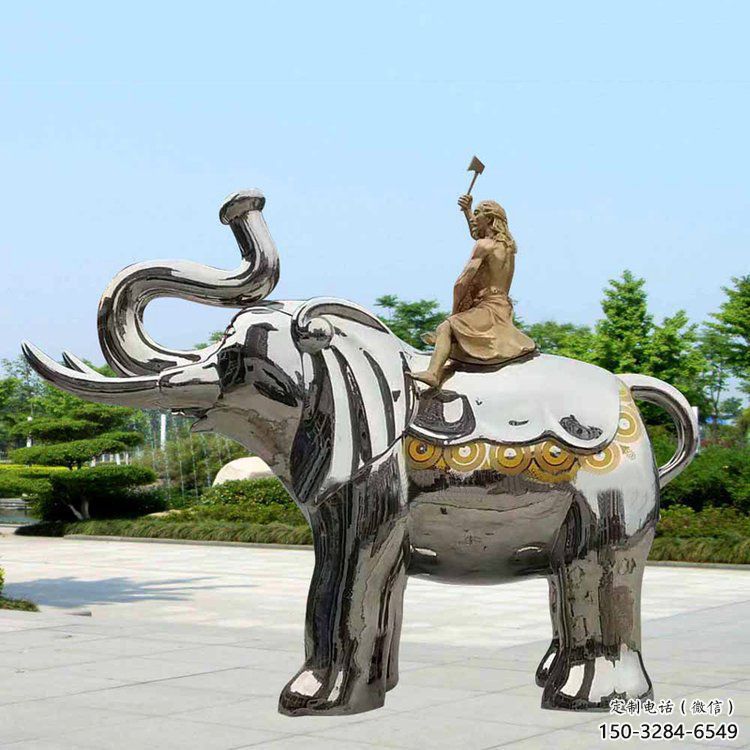 景观大象雕塑工程选用，美陈雕塑，镜面大象雕塑展示