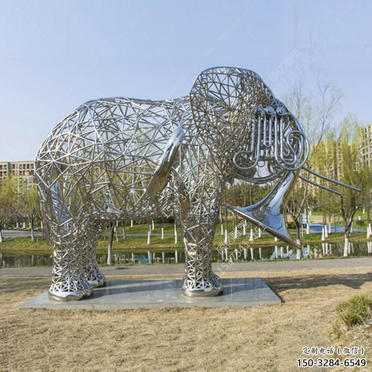 大象雕塑承接，动物镂空雕塑，镂空大象雕塑定制