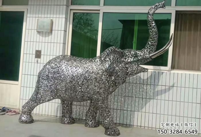 景观大象雕塑订做，街景小品，户外镂空大象雕塑制作
